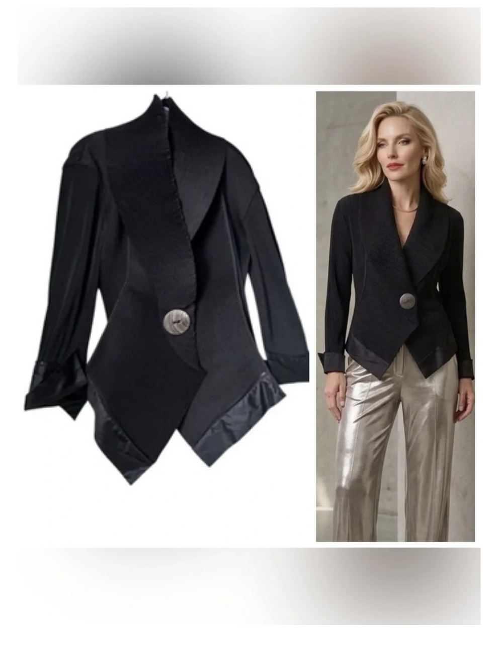 IPSE Black Single-Button Asymmetric Blazer